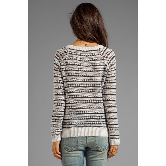 Splendid Hudson Stitch Stripe Pullover Cream Navy sweater - Picture 4 of 11